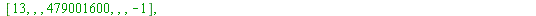 array( 1 .. 16, 1 .. 7, [( 3, 7 ) = (-1), ( 14, 2 ) = (``), ( 16, 1 ) = (47), ( 4, 6 ) = (``), ( 16, 7 ) = (-1), ( 2, 2 ) = (``), ( 14, 3 ) = (``), ( 3, 1 ) = (3), ( 7, 3 ) = (``), ( 1, 4 ) = (factori...