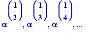 alpha^(1/2), alpha^(1/3), alpha^(1/4), `...`