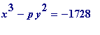 x^3-p*y^2 = -1728