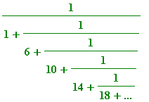 1/(1+1/(6+1/(10+1/(14+1/(18+`...`)))))