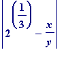 abs(2^(1/3)-x/y)