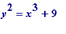 y^2 = x^3+9
