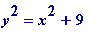 y^2 = x^2+9
